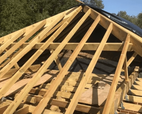 a photo showing a new roof project in progress