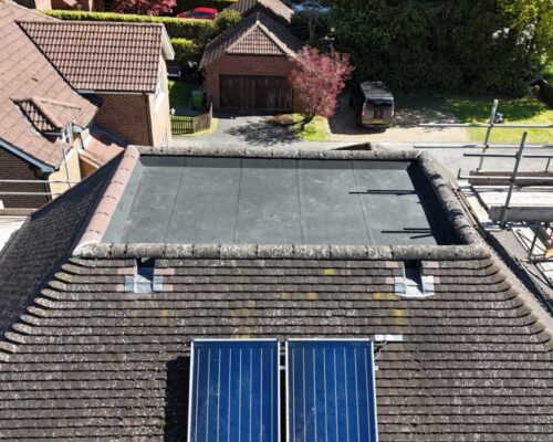a photo showing a roof drone inspection conducted